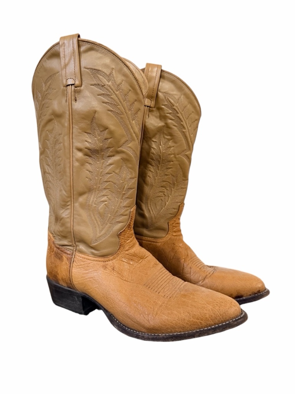 Tony Lama Tan Leather Cowboy Boots Men’s 10D Western Classic Vintage